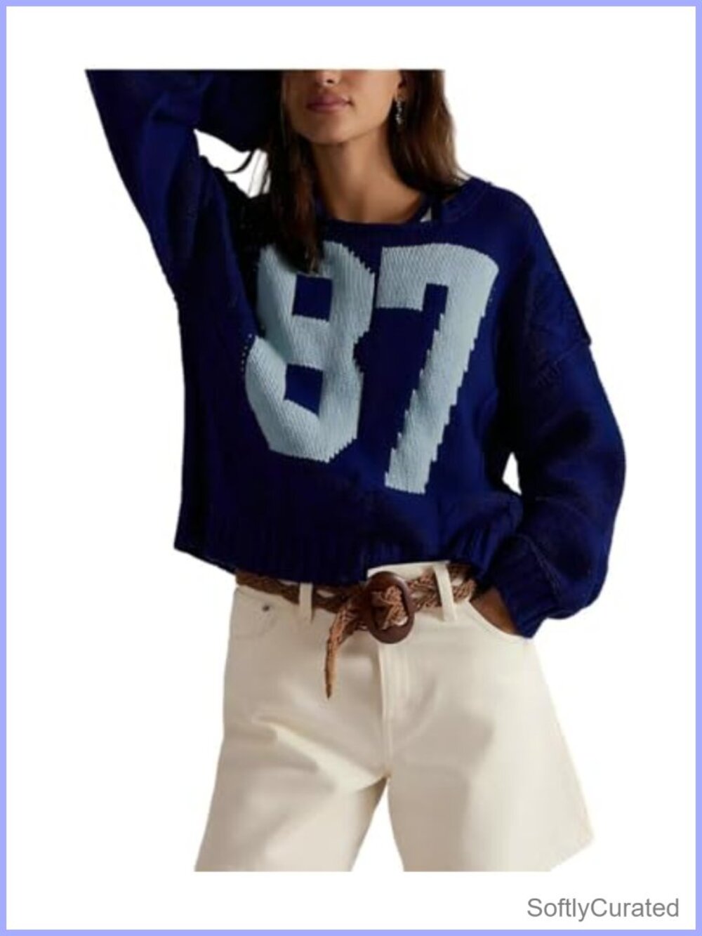 Oversized Cable Knit Crewneck Pullover Sweater